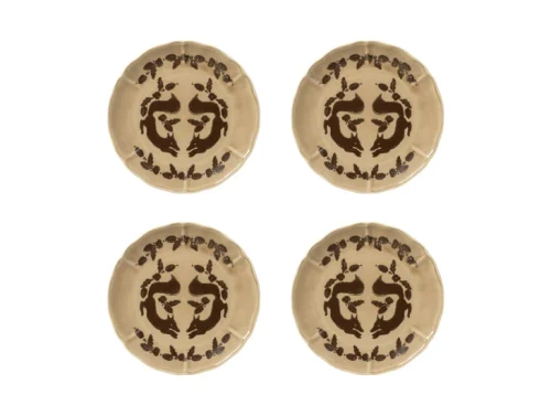 Costa Nova Forest Fox Salad/Dessert Plates x4