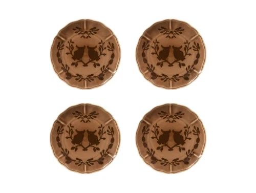 Costa Nova Forest Owl Salad/Dessert Plates x4