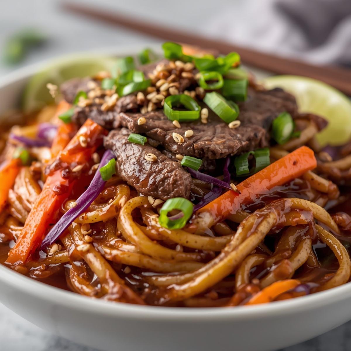 Ginger Soy Beef Stir-Fry Noodles