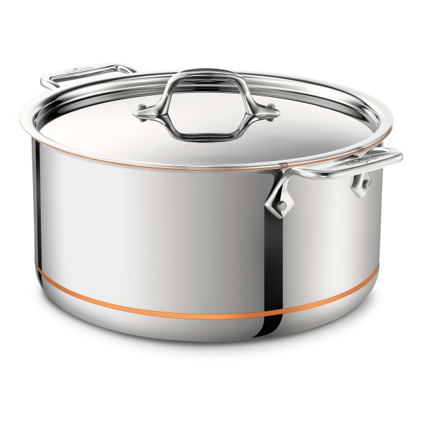 with Stockpot Qt. 8 Core Copper All-Clad 8Q Pot Stock Core Copper All-Clad 調理器具 Lid Crate | Reviews + 調理器具