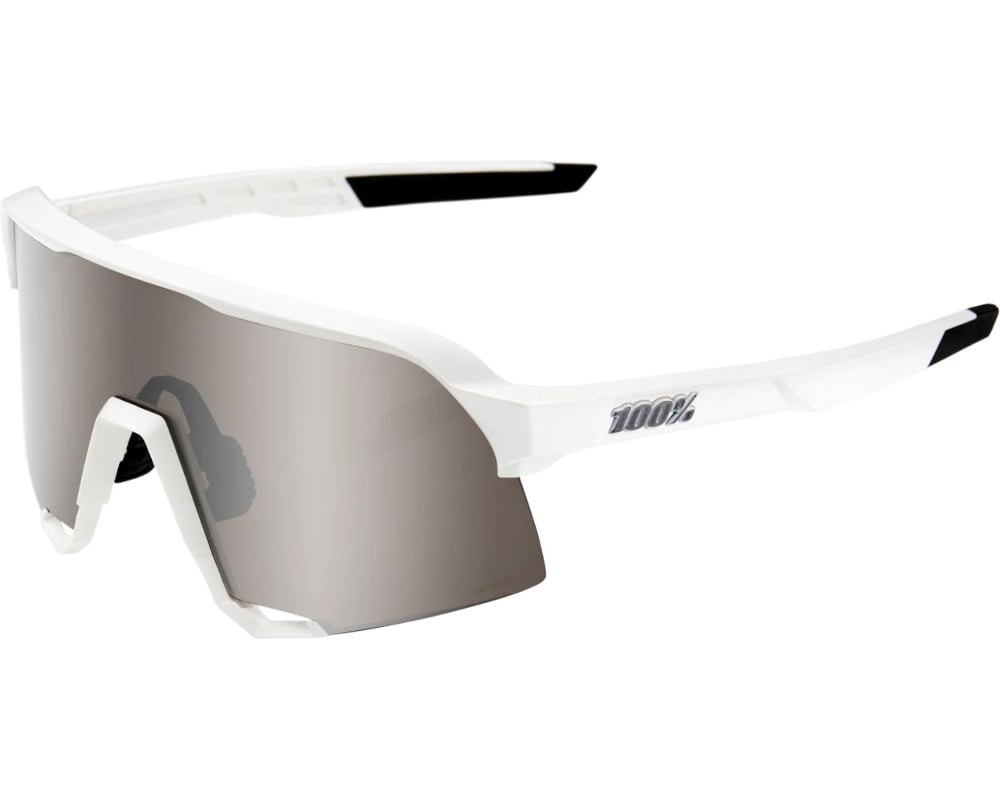 S3 Matte White HiPER® Silver Mirror Lens 100% S3 Sunglasses Matte White (HiPER Silver Mirror Lens) - Pushys
