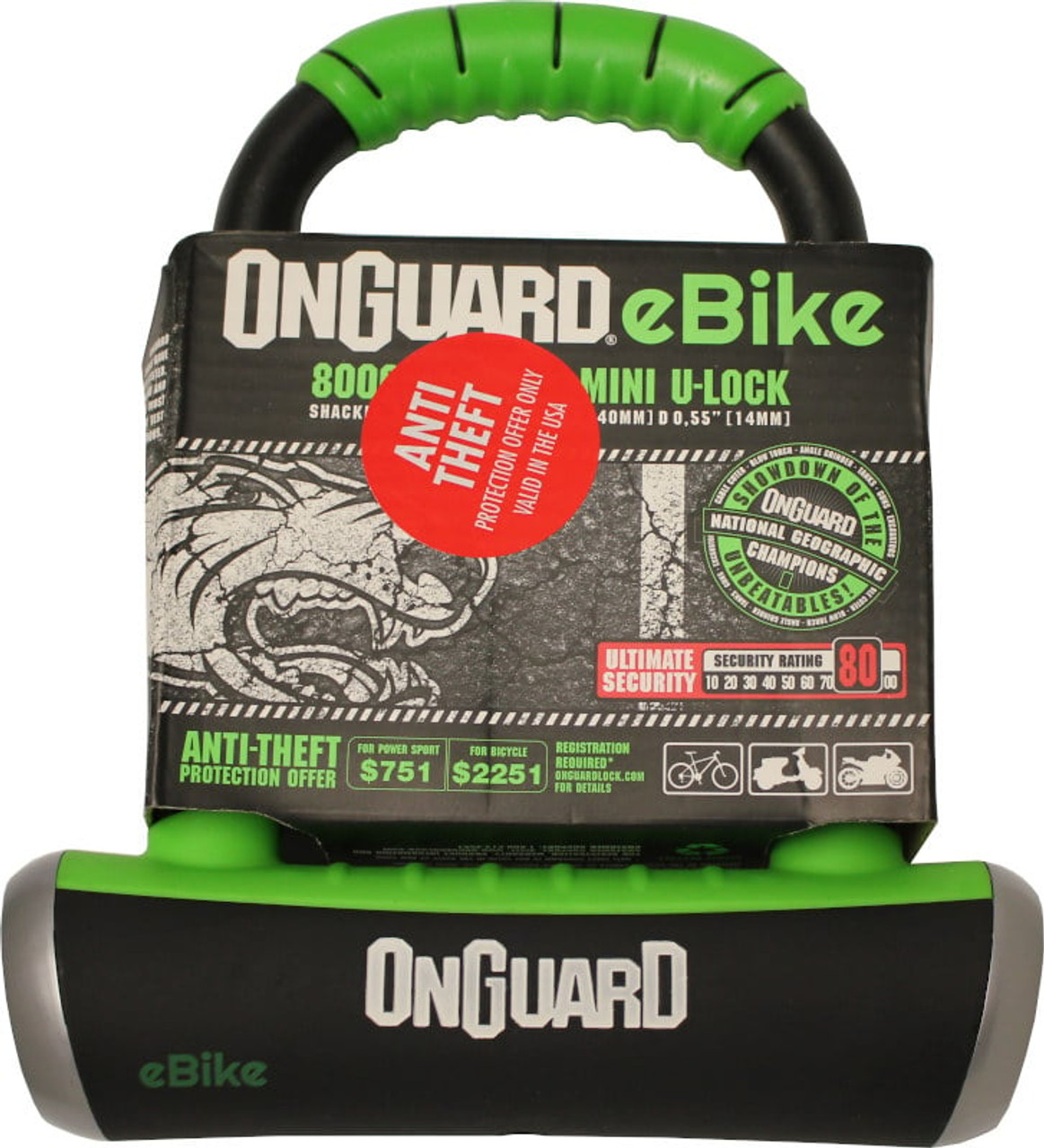 OnGuard Pitbull e bike Series Keyed Mini U Bicycle Lock Bikebug