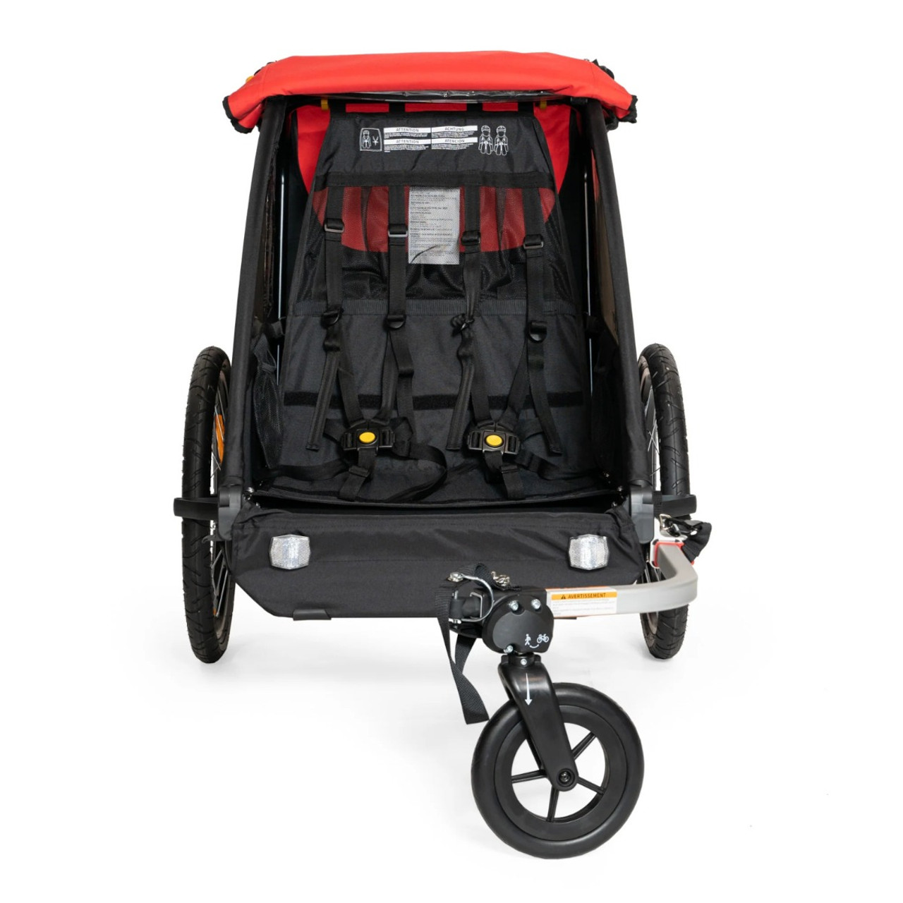 Burley Honey Bee Red Double Seat Kids Bike Trailer Pushys