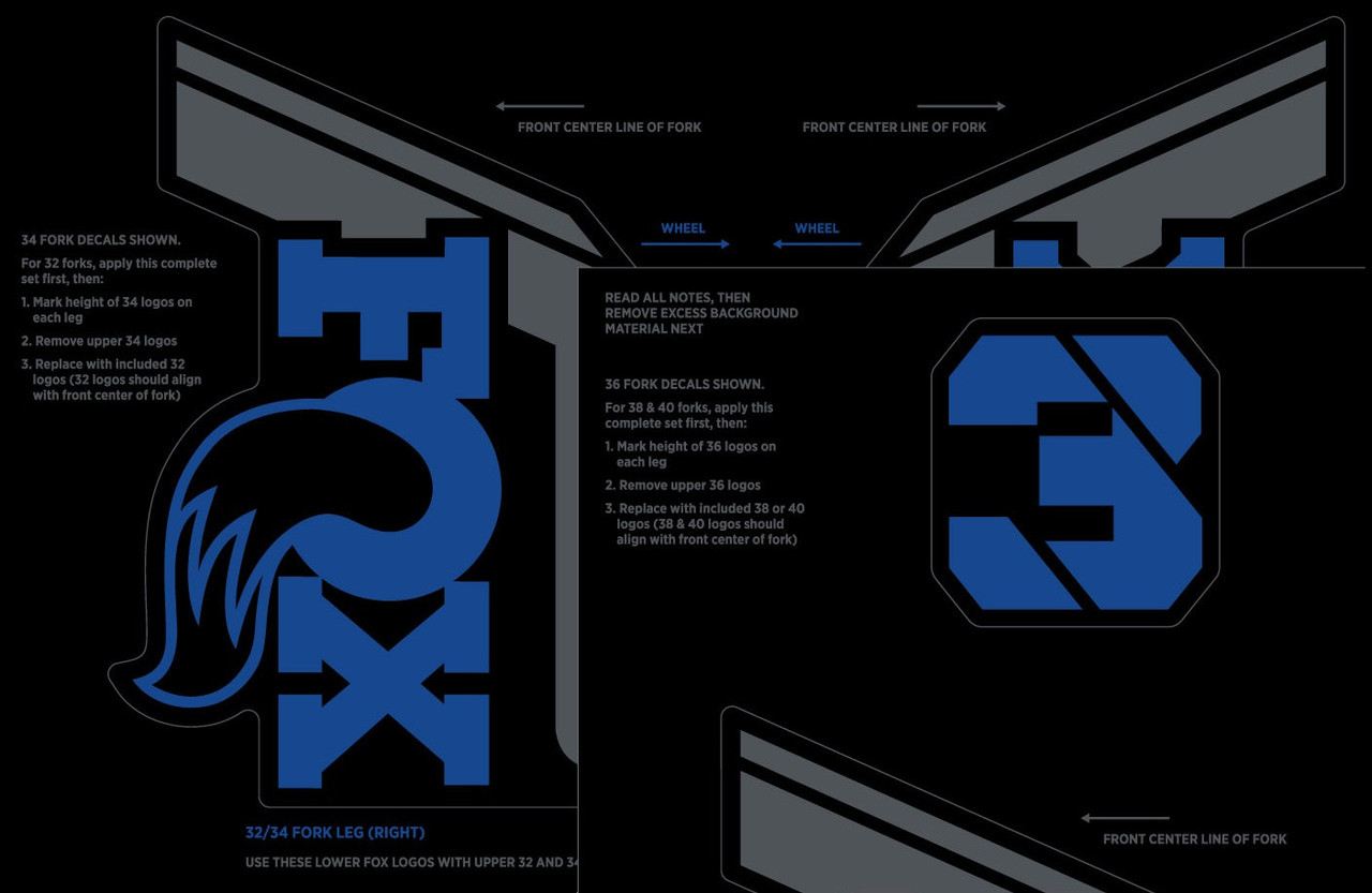 Fox Custom Fork and Shock Decal Kit 2021 Blue Pushys