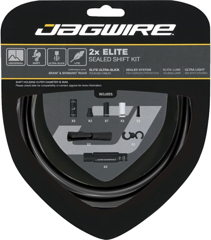 Jagwire Elite 2x SRAM/Shimano Sealed Shift Kit Black Pushys