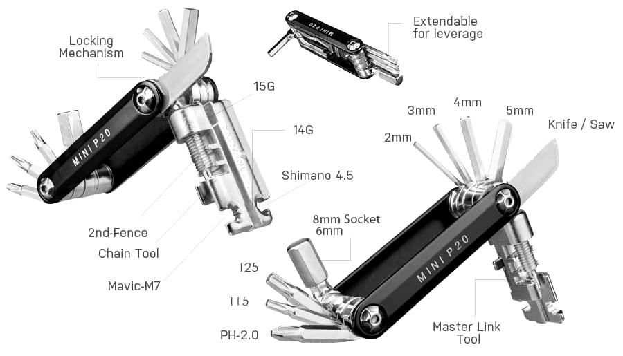 Topeak Mini P20 MultiTool Gold Bikebug