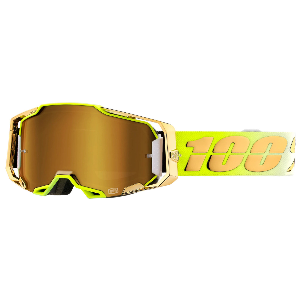 100% Armega MTB Goggles Mirror True Gold Lens Feelgood Yellow - Pushys