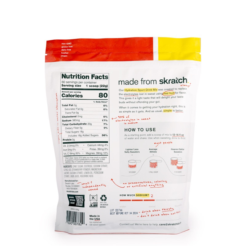 Skratch Label Skratch Labs Sport Hydration Drink Mix Strawberry Lemonade 1320g - Bikebug