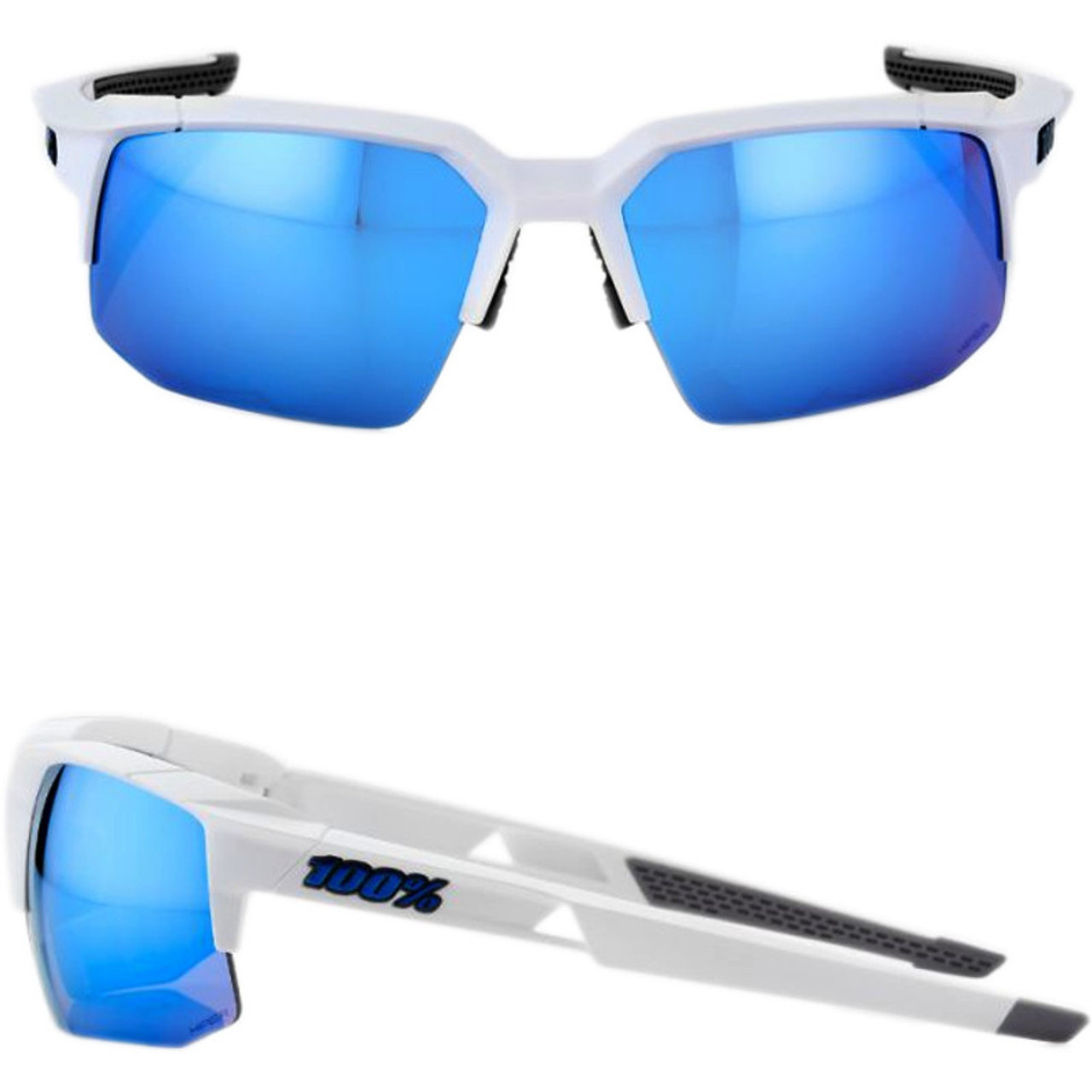 Lunettes 100% Speedcraft XS - Blanc Mat / Verres Miroir Bleu + Verres Clairs (fabrication Italie)
