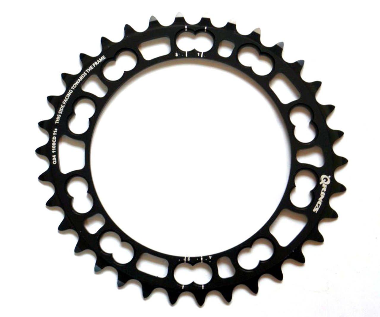ROTOR QRINGS 34t BCD110×5 11s Rotor Q-Rings BCD110x5 34T Inner Oval Chainring Black - Pushys
