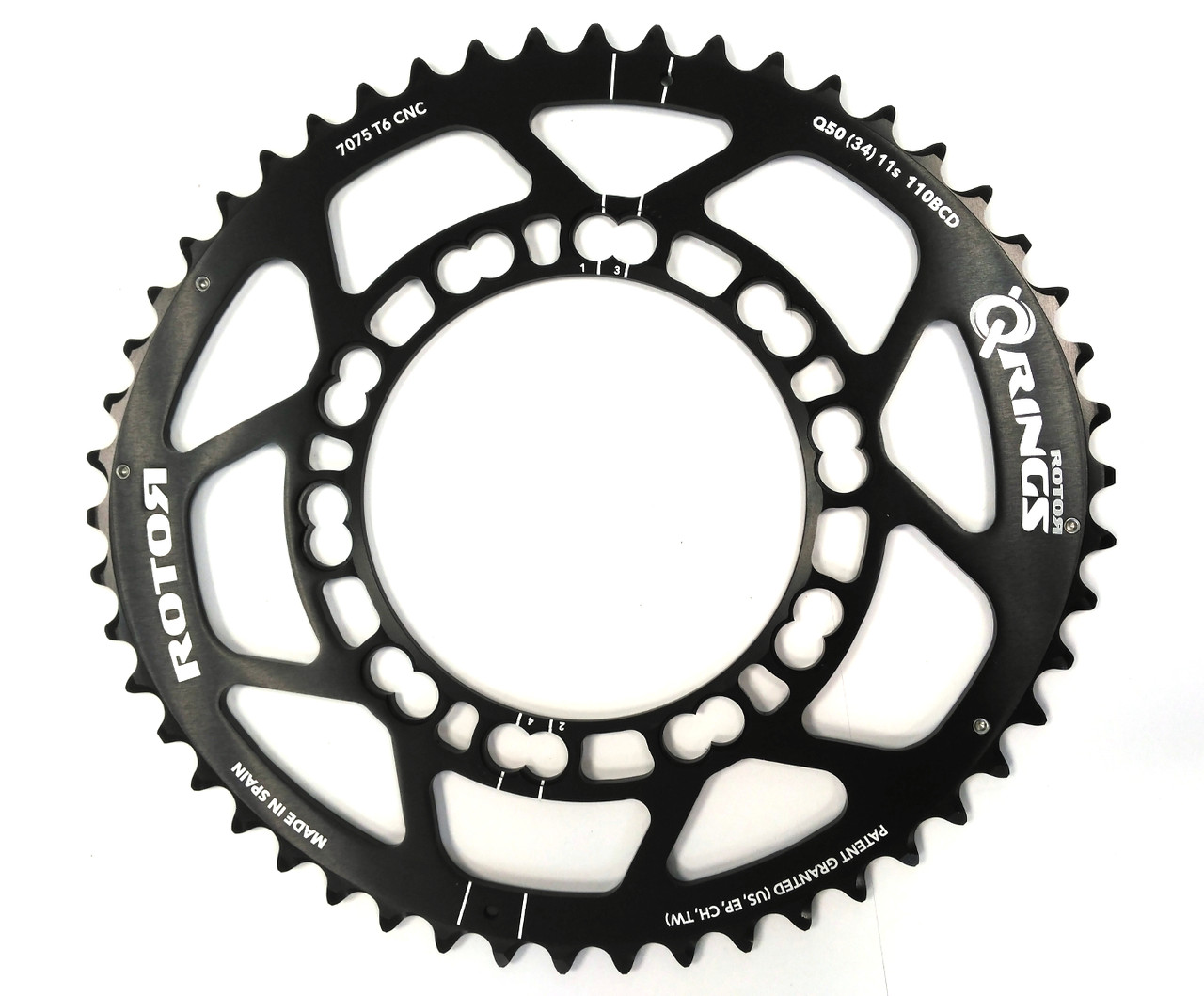 Rotor Q-Rings BCD110x5 50T Outer Oval Chainring Black - Bikebug Rotor Q-Rings BCD110x5 50T Outer Oval Chainring Black - Bikebug