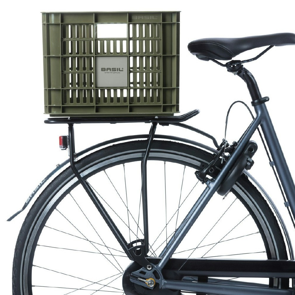 Basil Bike Crate Recycled Moss Green Pushys - Main Image