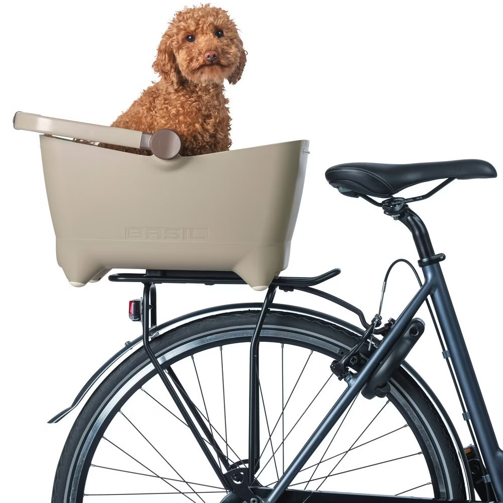 Basil Buddy MIK Rear Mount Dog Bike Basket Biscotti Brown Pushys