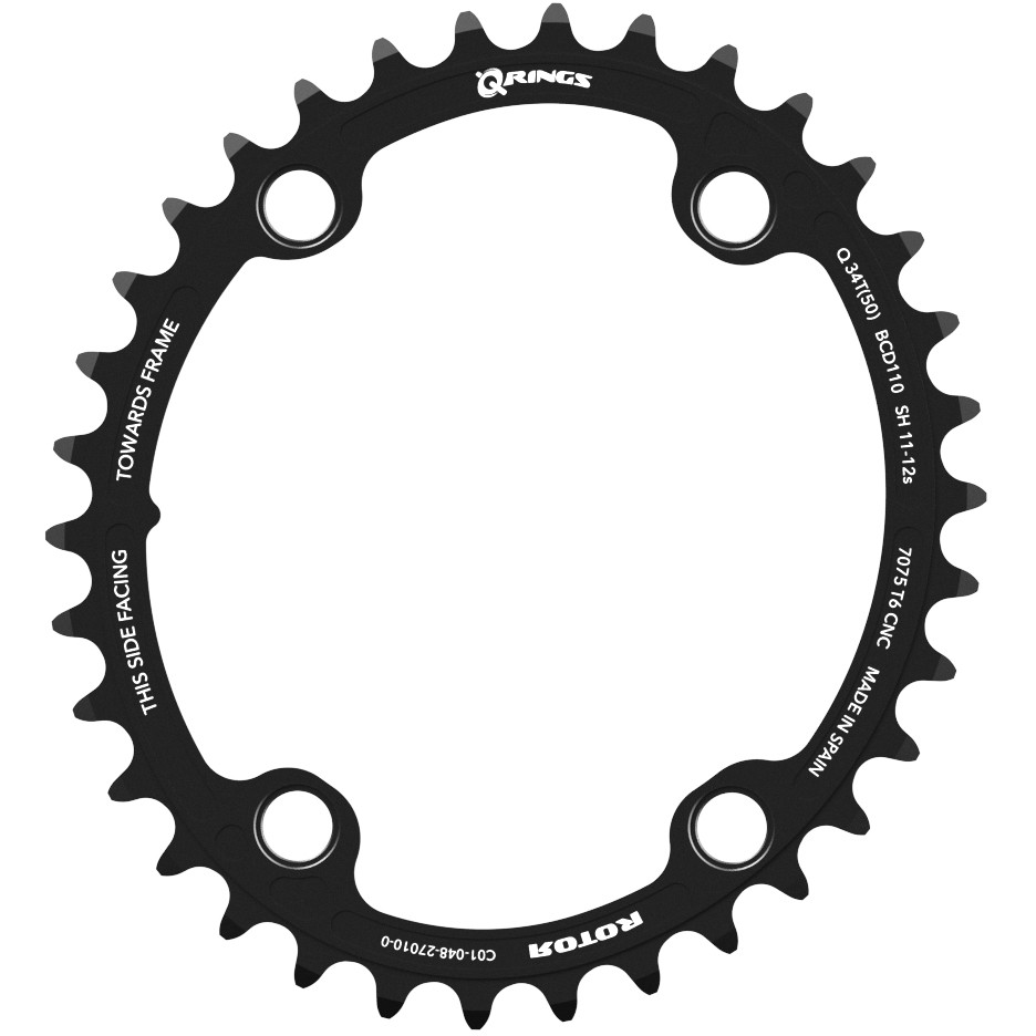 パーツ ROTOR ROUND CHAINRINGS 39T BCD110mm Rotor 1x Round Ring 110 BCD chainring, Black | Bikeinn