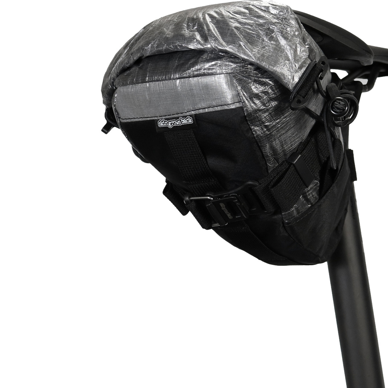 skingrowsback Flash Pak Racing Saddle Bag - Black/Silver - Bikebug