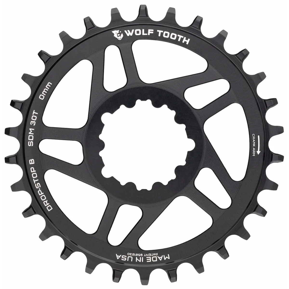 Wolf Tooth Chainring SRAM 3-Bolt DM 0mm Offset Dropstop B - Pushys