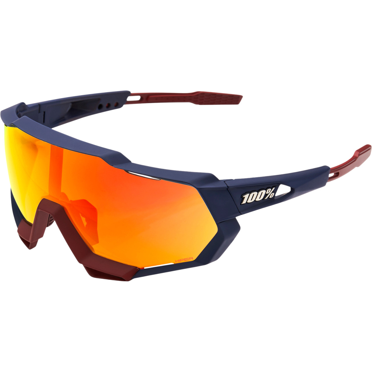 100% Speedtrap Sunglasses Soft Tact Flume/HiPER Red Multilayer