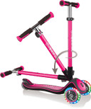 Globber Elite Deluxe Kids Foldable Light Up Scooter Deep Pink