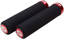 SRAM 129mm Foam Locking Grips Black (with Red Clamps & Red End Plugs)