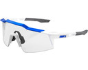 100% Speedcraft SL Sunglasses Matte White/Metallic Blue (HiPER Blue Multilayer Mirror Lens)