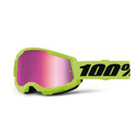 100% Strata 2 Youth Goggles Neon Yellow Mirror Pink