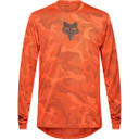 Orange long sleeve jersey with camo pattern and grey fox logo