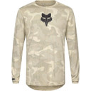 Cream long sleeve jersey with camo pattern and black fox head logo