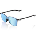 100% Legere Square Sunglasses Soft Tact Black HiPER Blue Mirror