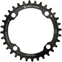 Black chainring wtih white logos