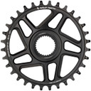 Black chainring with white decals