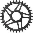 Black chainring with white decals