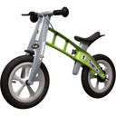 Green and silver balance bike with brake