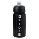 Black bottle with white text