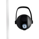 Long transparent straw with black cap