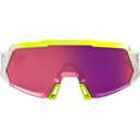 100% Korbin X Sunglasses Polished Flo Yellow Fade w/Purple Fade Mirror Lens