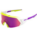 100% Korbin X Sunglasses Polished Flo Yellow Fade w/Purple Fade Mirror Lens
