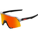 100% S3 Sunglasses Translucent Grey/Matte Black w/HiPER Red Mirror Lens