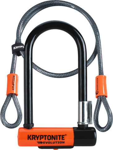 Kryptonite Evolution Mini-7 U-Lock 8.3cm x 17.8cm (w/ Kryptoflex Cable 122cm) Black/Orange