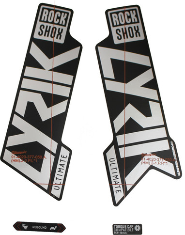 RockShox Lyrik Ultimate Fork Decal Kit Gloss Polar Foil for High Gloss Black