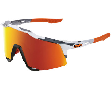 100% Speedcraft Sunglasses Soft Tact Grey Camo (HiPER Red Multilayer Mirror Lens)