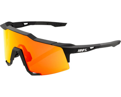 100% Speedcraft Sunglasses Soft Tact Black (HiPER Red Multilayer Mirror Lens)