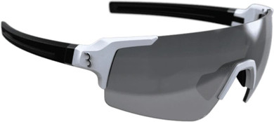BBB Fullview Sports Glasses Glossy White Frame Smoke Lens