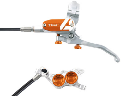 Hope Tech4 E4 Font Disc Brake Silver/Orange Black Cable