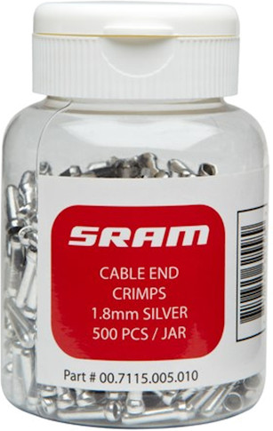 SRAM PitStop Brake Cable End Crimps 1.8mm Silver (Qty 500)