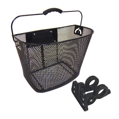 BC Front Wire Mesh Basket w/QR Handlebar Mount Black 