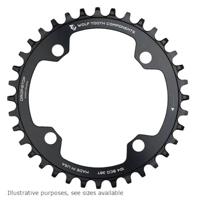 Wolf Tooth 104 BCD Drop Stop 1x Shimano 12spd Chainring Black