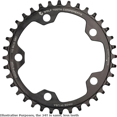 Wolf Tooth Gravel/CX 110 BCD 1x Drop Stop FlatTop Chainring Black