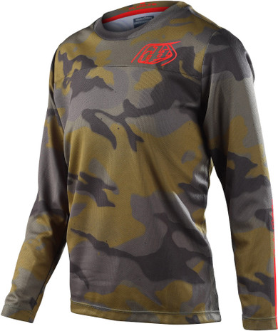 Troy Lee Designs Flowline Youth MTB LS Jersey Jersey Spray Camo Army