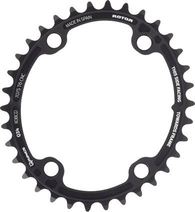 Rotor Q Rings 34T 110BCD 4 Bolt Spider Mount Oval Chainring Black