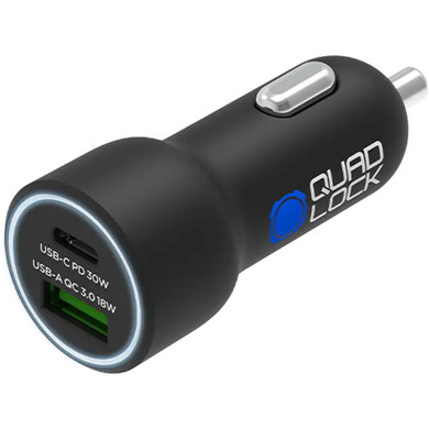 Quad Lock Dual USB 12V Quick Charge Car Charger USB-C USB-A